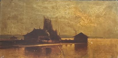 Belgian school - Romantic landscape - Oil...