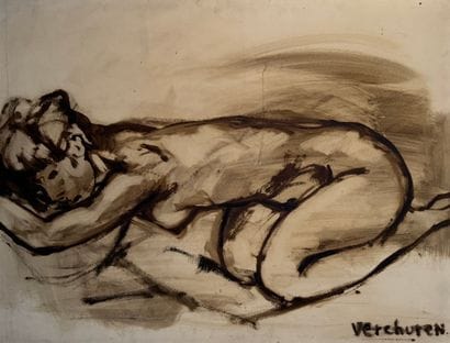 Verchuren (XX century) Reclining nude (1963)

Oil...