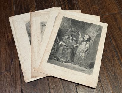 Ensemble de 10 gravures en noir et blanc...