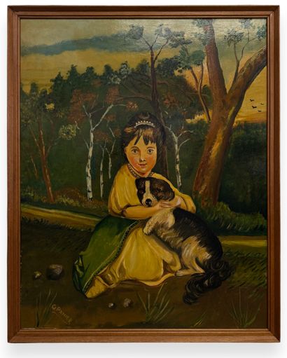 G. Panier (XXth) - Young girl with dog
Oil...