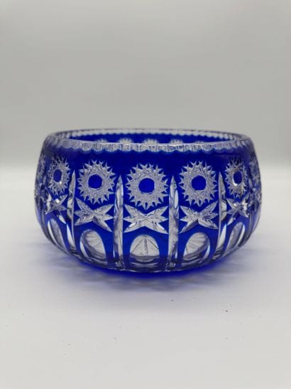 Cristal doublé bleu - Important saladier...