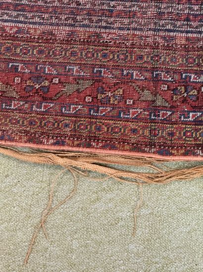 Wool rug with striped geometric decoration,...