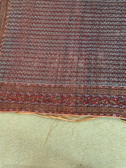 Wool rug with striped geometric decoration,...