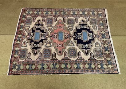 Wool rug with geometric decoration, in the...