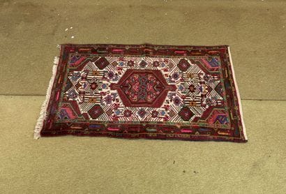 Wool carpet with polychrome geometric decoration,...