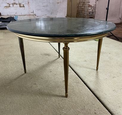 Table basse en laiton et marbre vert, dans...