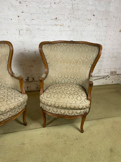 Paire de bergères de style Louis XV (début...