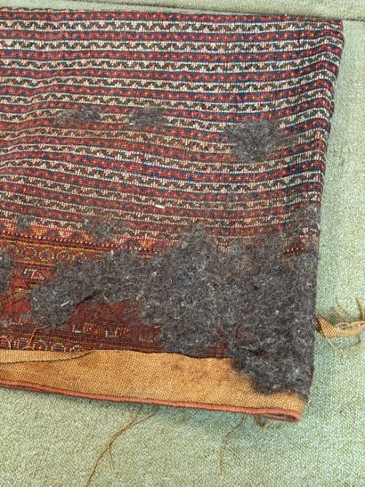 Wool rug with striped geometric decoration,...