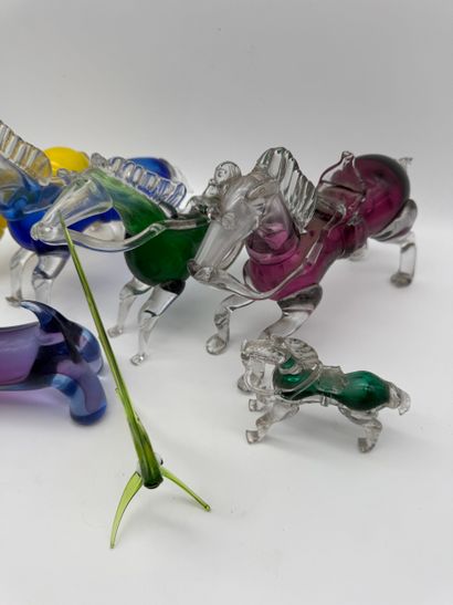 Lot de sujets animaliers en verre (dont Murano)
Ensemble...