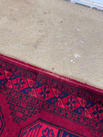 Bokhara-type corridor rug with geometric...
