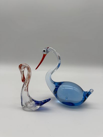 Lot de 4 sujets en verre soufflé de style...