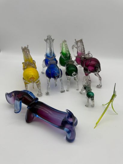 Lot de sujets animaliers en verre (dont Murano)
Ensemble...