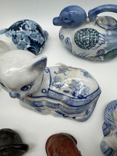 Lot de sujets animaliers en porcelaine et...