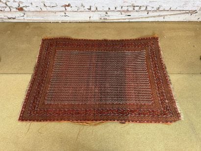 Wool rug with striped geometric decoration,...