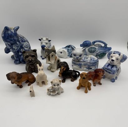 Lot de sujets animaliers en porcelaine et...