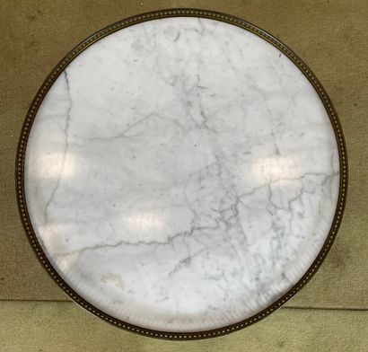 Table bouillotte en bois et plateau en marbre,...