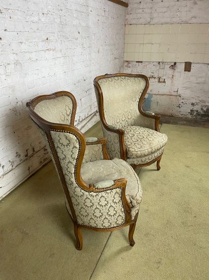 Paire de bergères de style Louis XV (début...