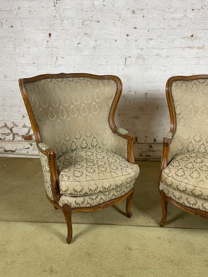 Paire de bergères de style Louis XV (début...