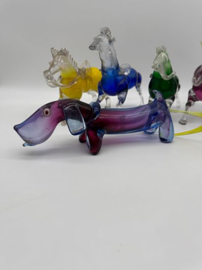 Lot de sujets animaliers en verre (dont Murano)
Ensemble...