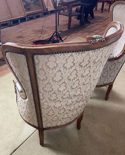 Paire de bergères de style Louis XV (début...