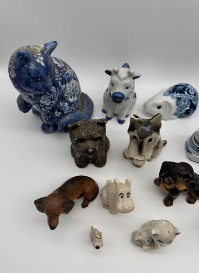 Lot de sujets animaliers en porcelaine et...