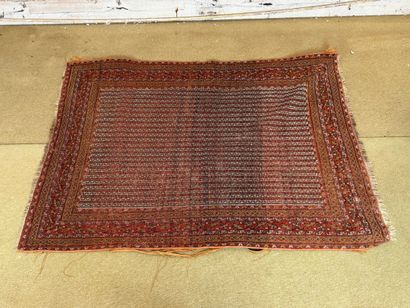 Wool rug with striped geometric decoration,...