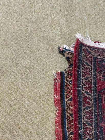 Wool carpet with geometric and floral decoration,...