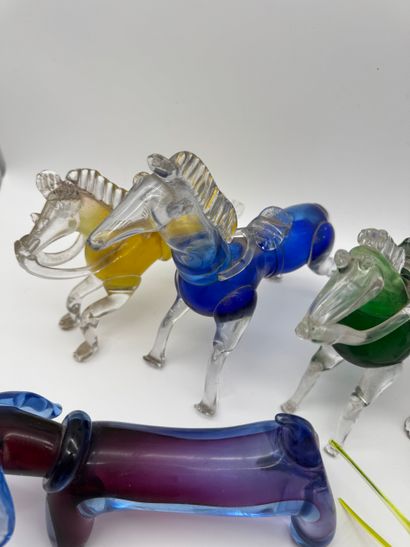 Lot de sujets animaliers en verre (dont Murano)
Ensemble...