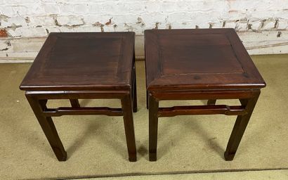 Paire de guéridons / tabourets en hongmu...