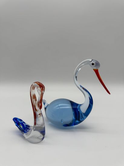 Lot de 4 sujets en verre soufflé de style...