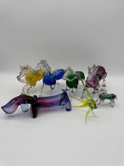 Lot de sujets animaliers en verre (dont Murano)
Ensemble...