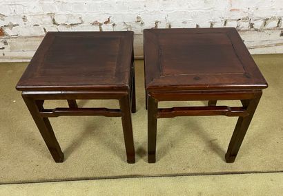 Paire de guéridons / tabourets en hongmu...