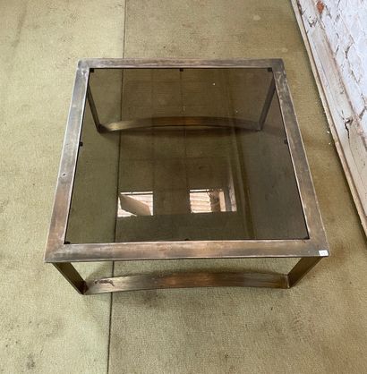 Table basse en métal et verre - Travail des...