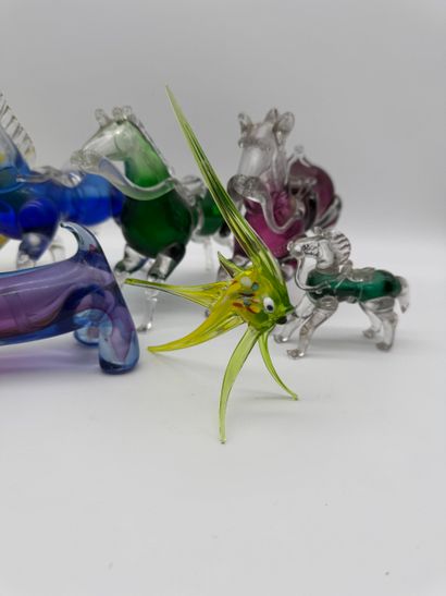Lot de sujets animaliers en verre (dont Murano)
Ensemble...