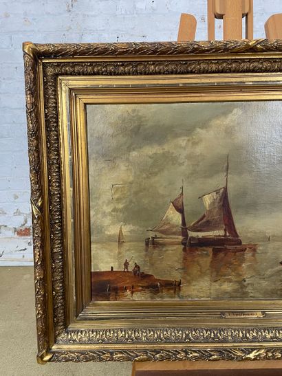 Seascape with sailboats late 19th/early 20th...
