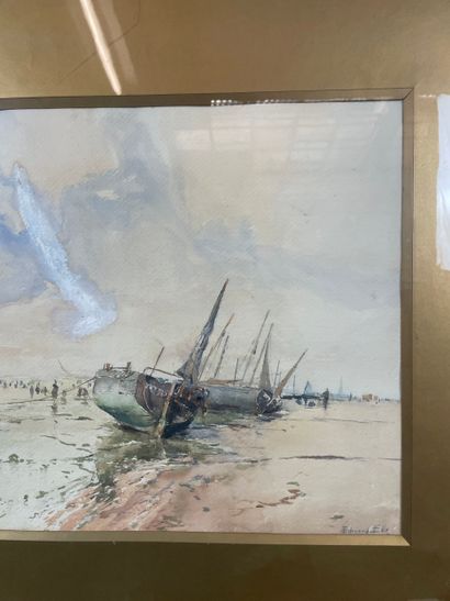 Edouard Elle (1859-1911) - Beached Boats
Watercolor...