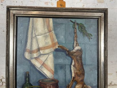 P. Delvigne - Still life with hanging rabbit
Oil...