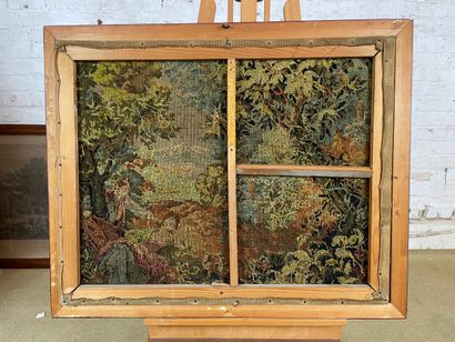 Tapestry - Garden scene with figures and...