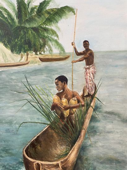 African scene in a pirogue
Oil on canvas...