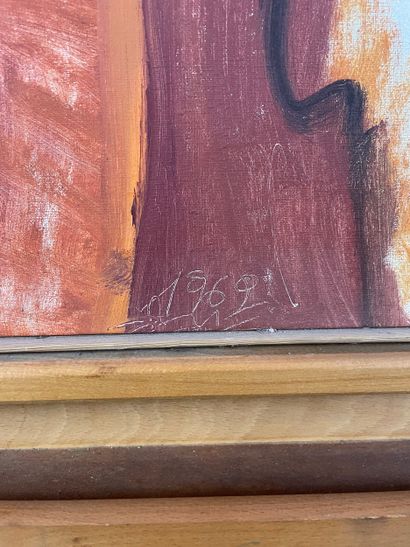 Red and orange figurative composition, 1969
Oil...