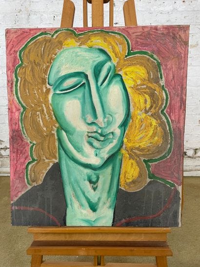 Marianne Dock - Composition à la femme turquoise
Oil...