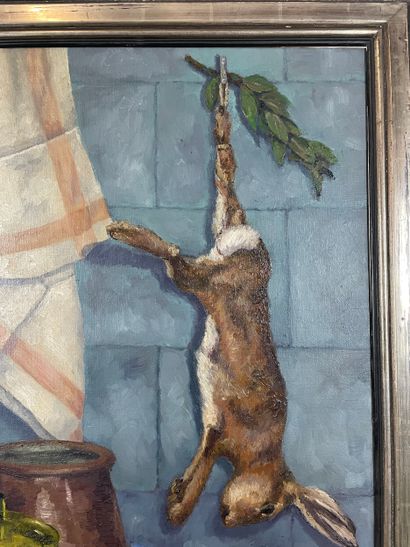 P. Delvigne - Still life with hanging rabbit
Oil...