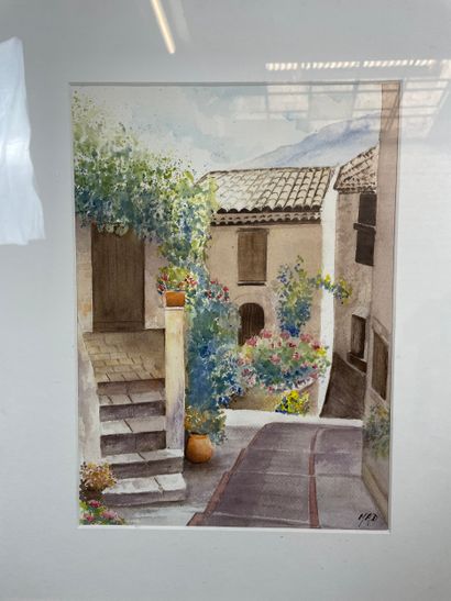 Michel Adam - Courtyard in bloom
Watercolor...