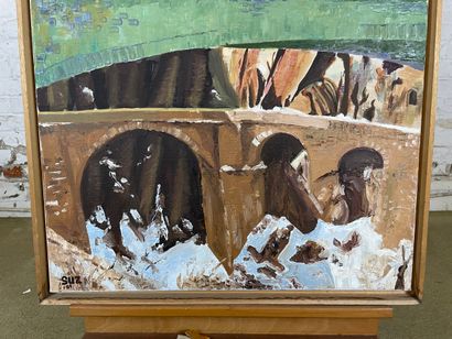 SUZ - Bridge and stylized landscape
Oil on...