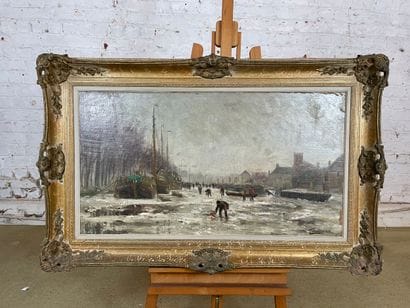 Frans van Damme (1859-1925) - Winter village...