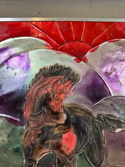 Horse
Mixed media on metal plate (bas-relief...