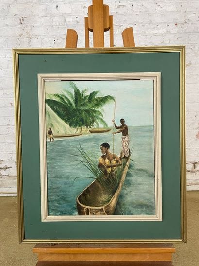 African scene in a pirogue
Oil on canvas...