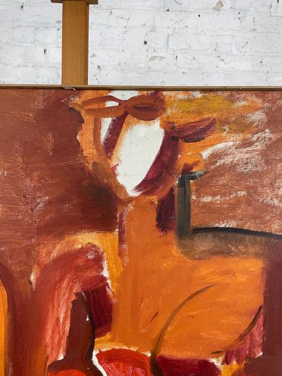 Red and orange figurative composition, 1969
Oil...
