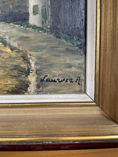 Lauwer A. - Village with bell tower
Oil on...