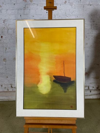 Boat at sunset
Figurative mixed media depicting...